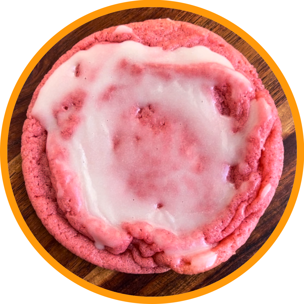 Large Iced Strawberry Cookies