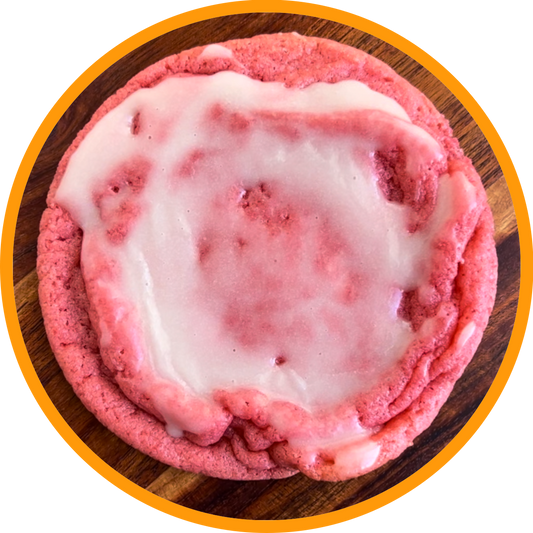 Large Iced Strawberry Cookies