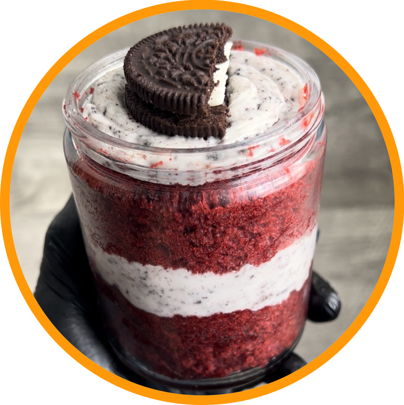 Red Velvet Oreo Cake Jar